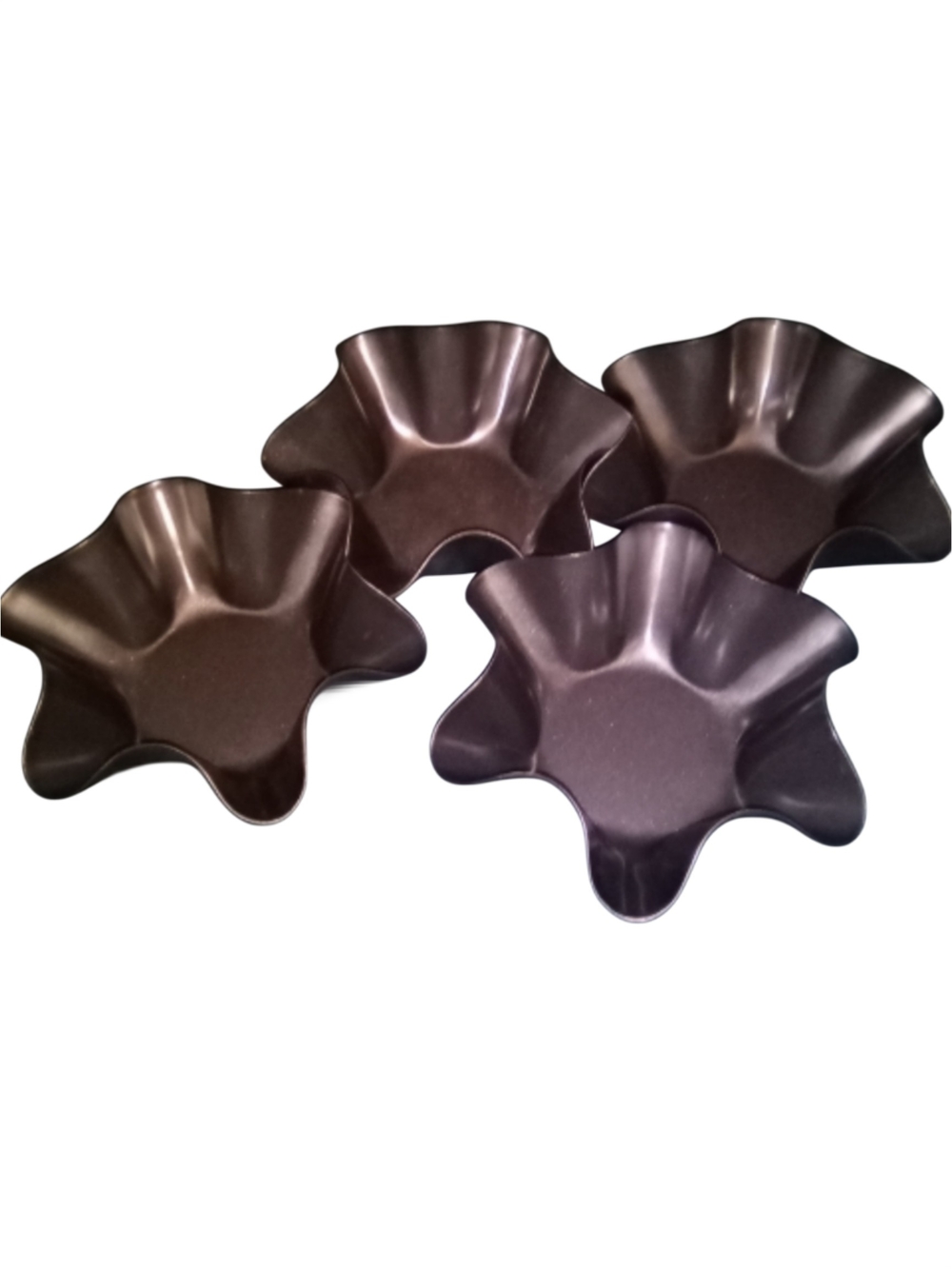 Set of 4 Starburst Shaped Metal Bowls - Dark Bronze